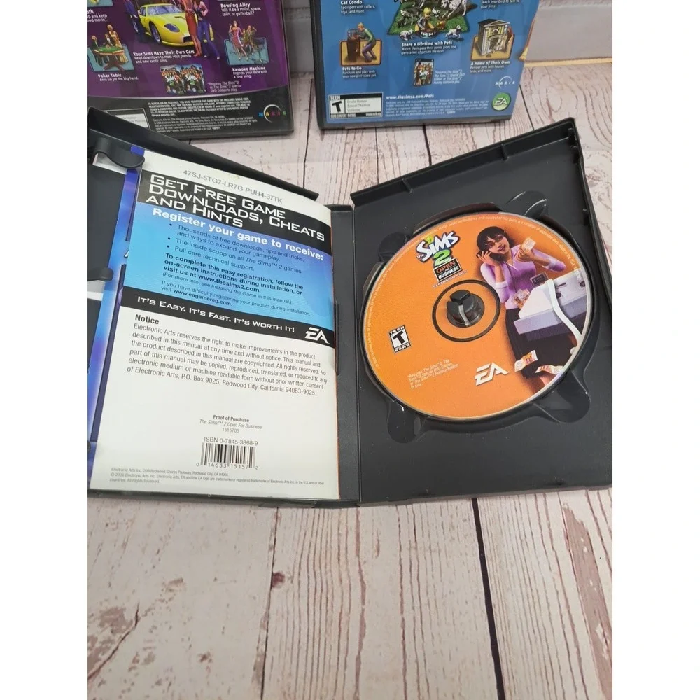 Lot Of 3, Sims 2 PC CD Game Collection, Nightlife, Open For Business, Pets Exp